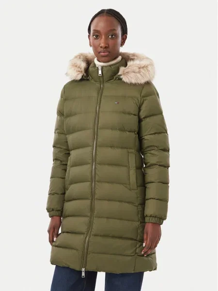 Tommy Jeans Пухено яке Essential Тъмнозелен