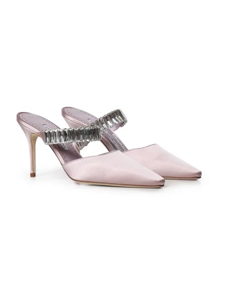 Klapki Manolo Blahnik skórzane różowe