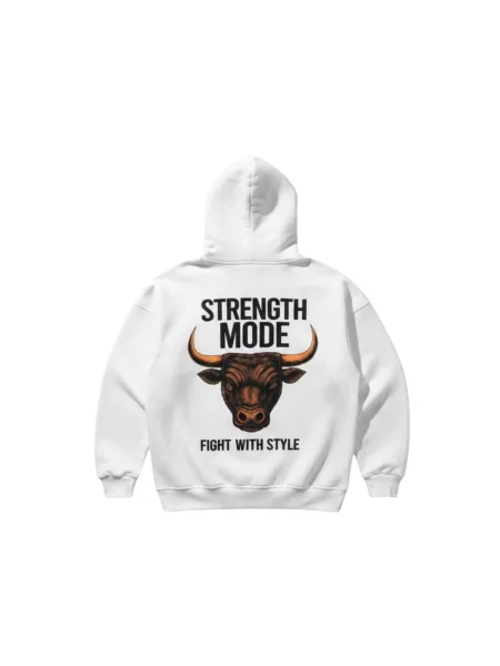 Kleidermafia Mikina Oversize Strength Mode Hoodie White' biela
