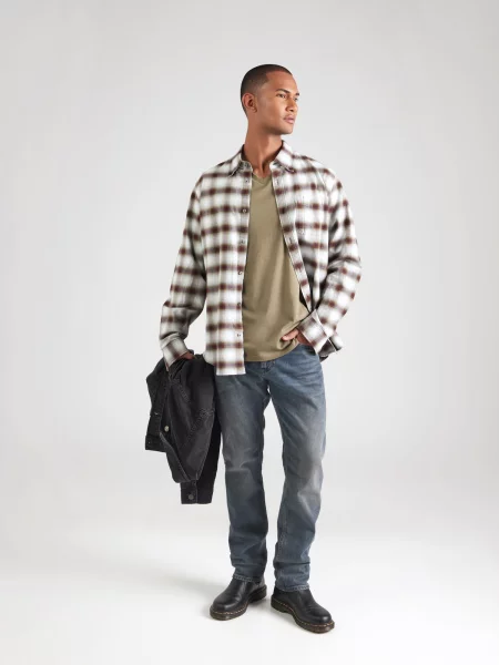 Pepe Jeans Tricou kaki alb
