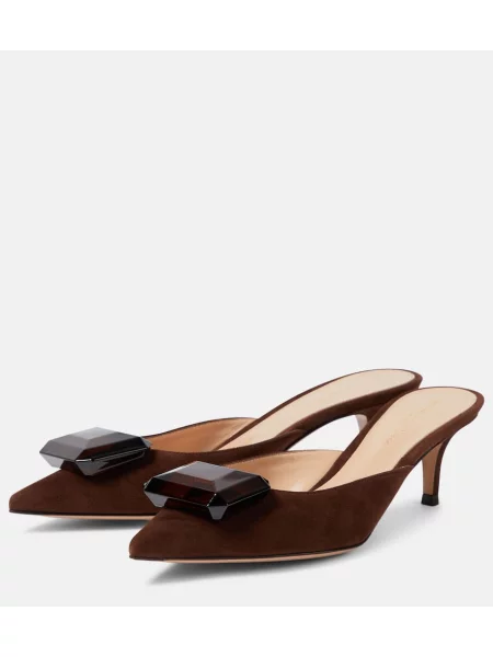 Papuci tip mules Gianvito Rossi din piele de căprioară maro