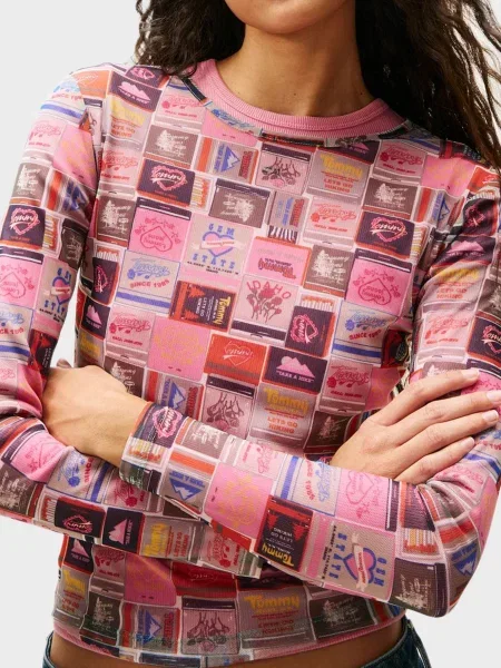 Лонгслив Tommy Jeans розовый