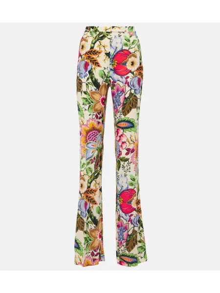 Pantaloni Etro cu talie înaltă cu model floral