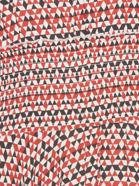 Rochie Maje cu imagine cu imprimeu geometric asimetrică roșu