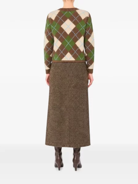 Pulover Weekend Max Mara cu model argyle din jacard maro