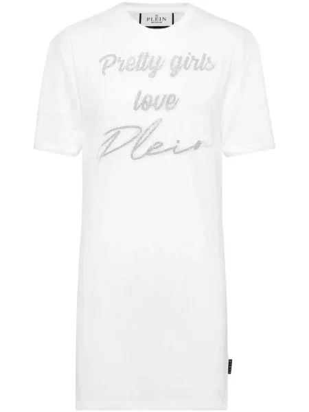 Krótka sukienka koszulowa Philipp Plein garniturowa biała