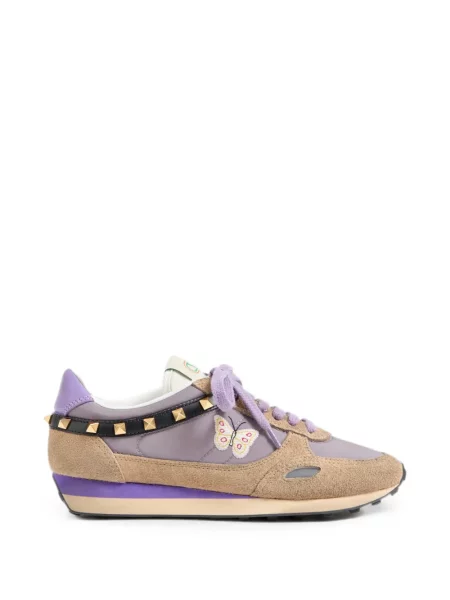 Sneakerși Valentino Garavani cu broderie din piele violet
