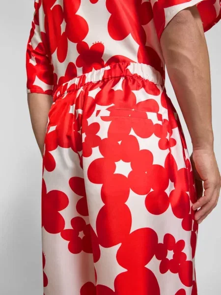 Spodnie capri o kroju relaxed fit z bawełny Marni czerwone