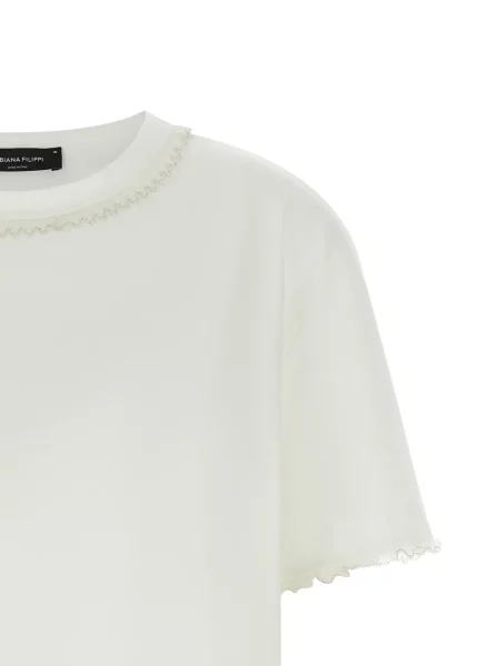 Haftowana koszulka Fabiana Filippi z okrągłym dekoltem biała