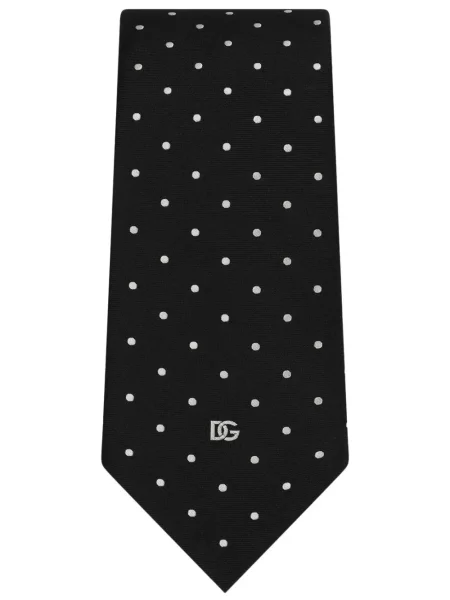 Cravată Dolce & Gabbana de mătase cu buline cu imagine negru