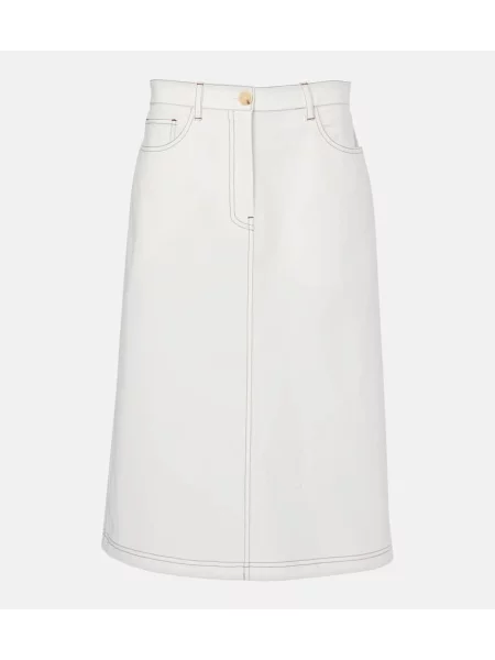 Spódnica jeansowa Toteme z wysoką talią do kolan biała