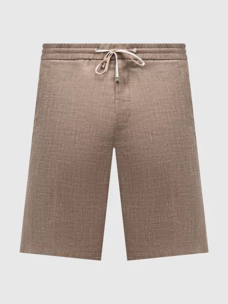 Шорти з вовни шовку та льону у візерунок Brett Johnson коричневі