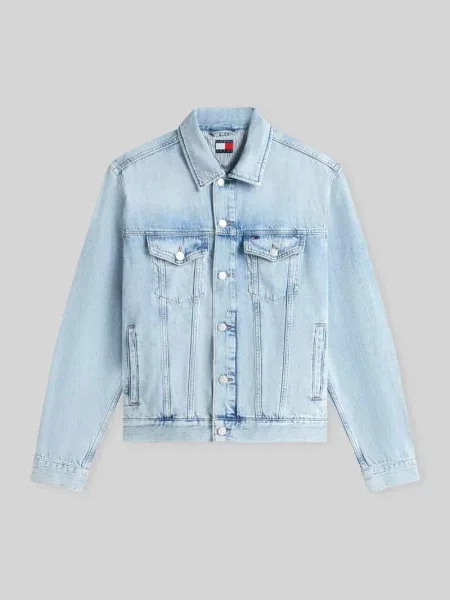 Kurtka jeansowa o kroju regular fit z czystej bawełny z naszywką z logo Tommy Jeans niebieska