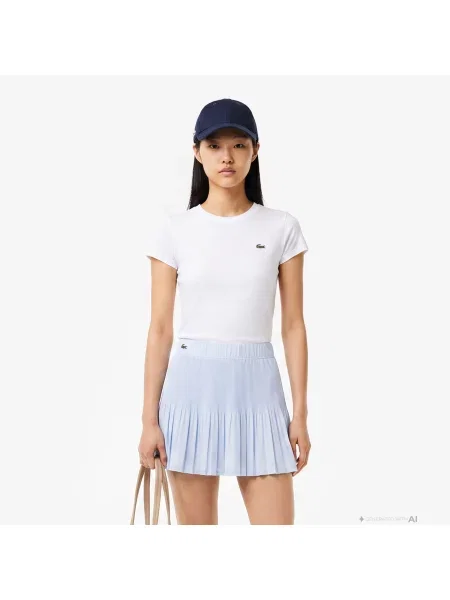 Lacoste Koszulka Z Okrągłym Kołnierzykiem biała