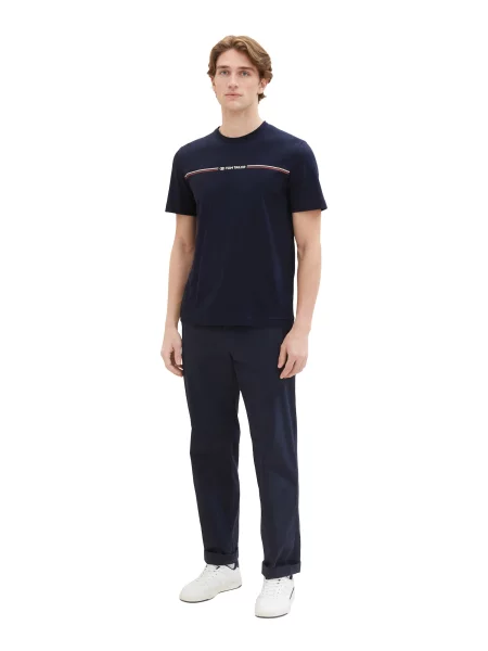 TOM TAILOR Tricou bleumarin / roșu alb