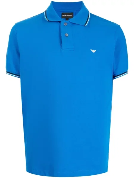 Scurt tricou polo Emporio Armani cu broderie albastru