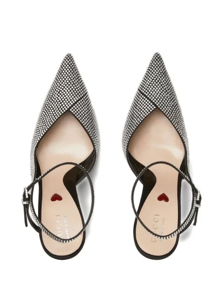 Pantofi cu toc Gucci slingback de cristal negru