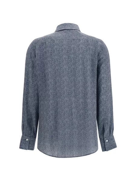 Cămașă Sara Roka cu model herringbone albastru