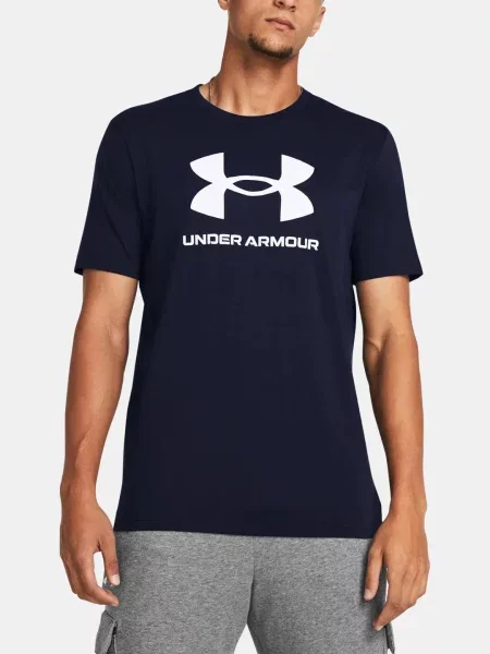 Tréninkové tričko Under Armour Sportstyle Logo Update Academy/White modré