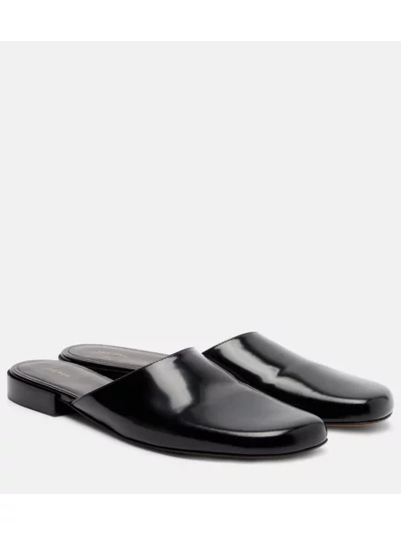 Papuci tip mules The Row din piele negru