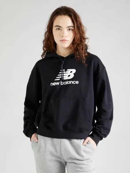 Dámska mikina New Balance French Terry Stacked Logo Hoodie black čierna