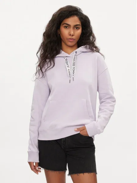 Tommy Jeans Bluză Logo Drawcord Boxy Fit violet