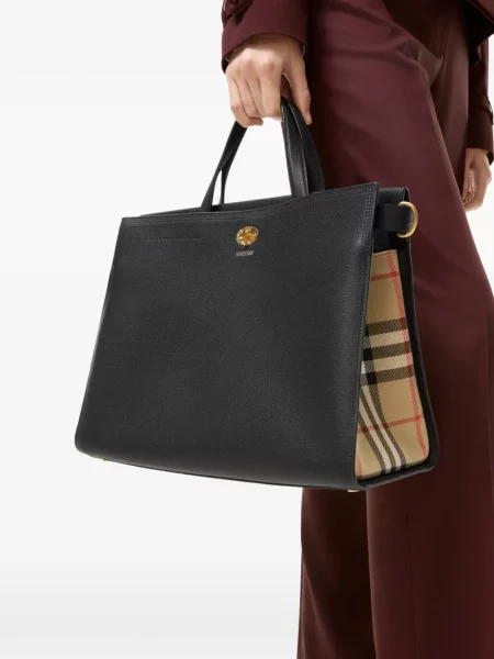 Καρό τσάντα shopper Burberry μαύρο