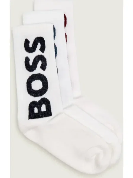 BOSS BLACK Șosete 3P QS Rib Logo CC alb