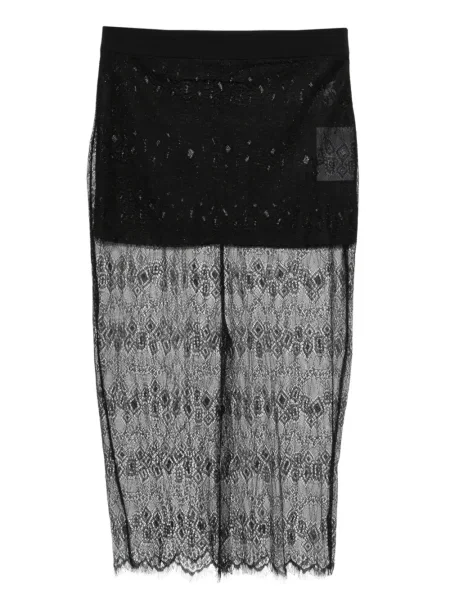 Fustă midi The Frankie Shop din dantelă până la genunchi negru