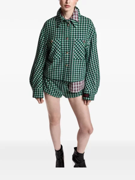 Pantaloni scurți Essentiel Antwerp în carouri verde