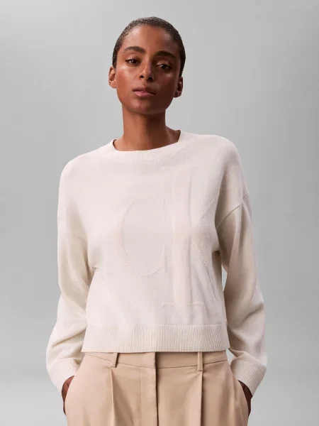 Calvin Klein Jeans Pulover natural alb