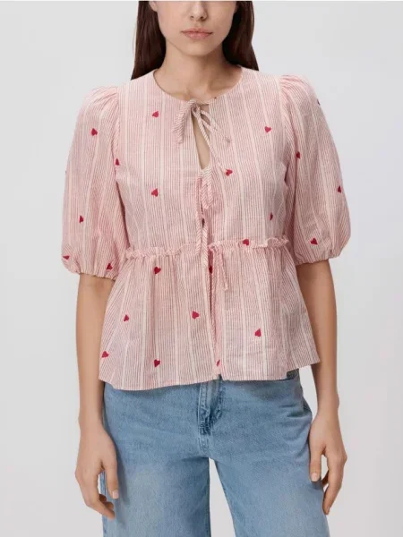 Reserved Блузка з баскою червоний