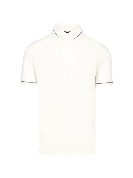 Scurt tricou polo Emporio Armani cu autograf alb