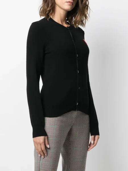 Cardigan Comme Des Garcons Play de lână cu motiv cu inimi negru