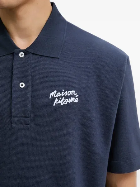 Polo Maison Kitsune cu broderie albastru