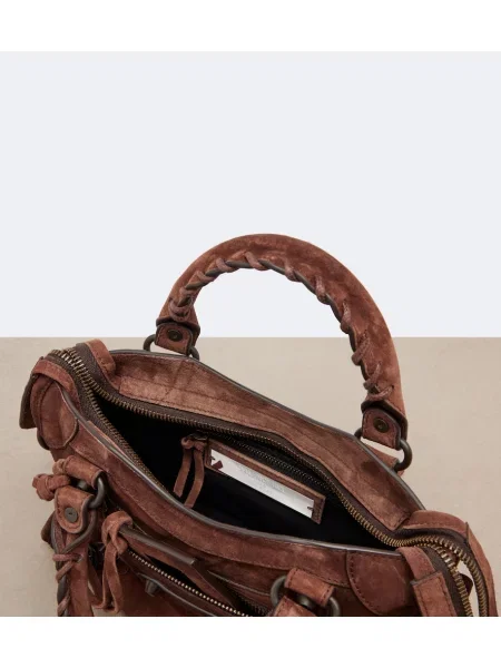 Top Balenciaga din piele de căprioară maro