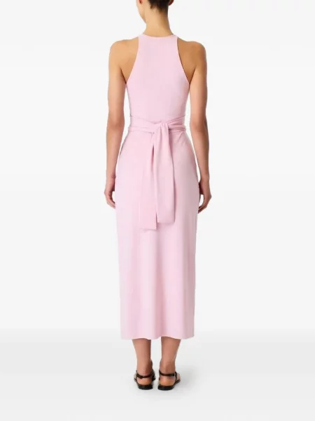 Rochie midi Another Tomorrow cu legături roz