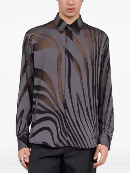Cămașă Roberto Cavalli cu imagine cu model zebră gri