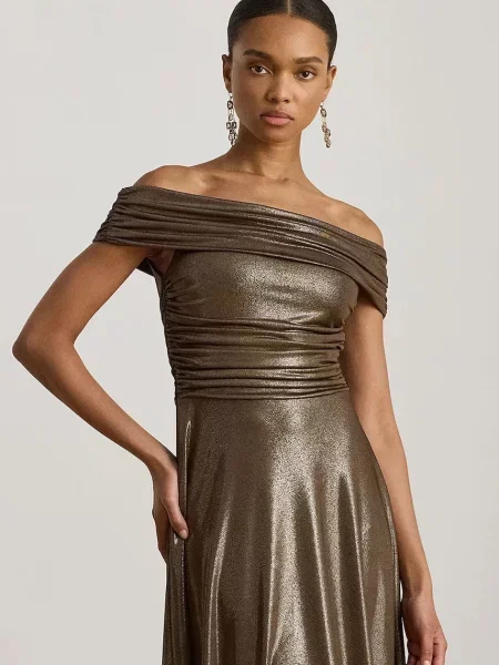 Платье миди Lauren Ralph Lauren клеш золотое