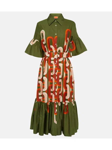 Sukienka midi La Doublej z nadrukiem do kolan popelinowa