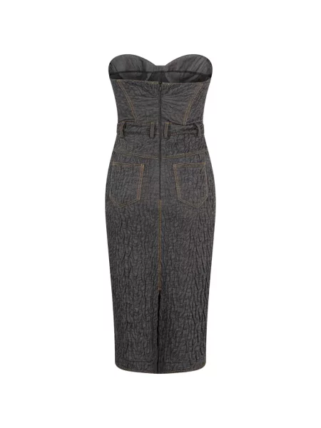 Rochie midi Moschino fără bretele gri