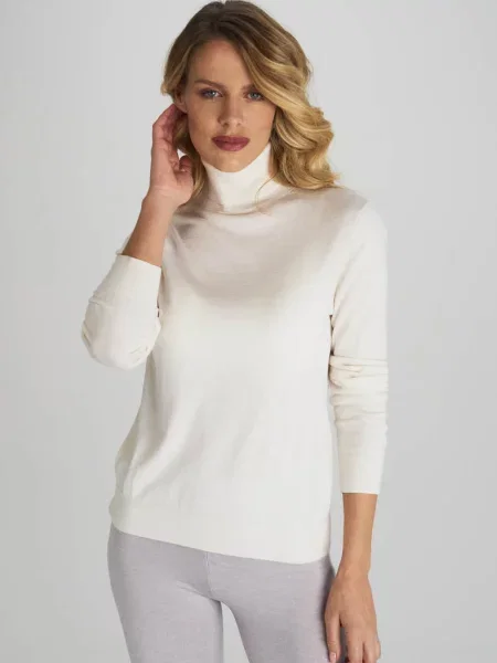 Женский гольф с шелка и шерсти мериноса біла