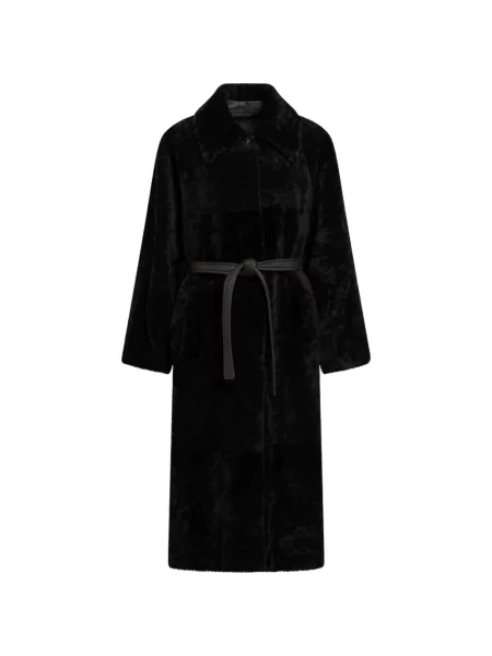 Cu centură haină din piele de oaie Blancha din piele de oaie negru