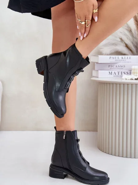 Cizme scurte Kesi din piele negru