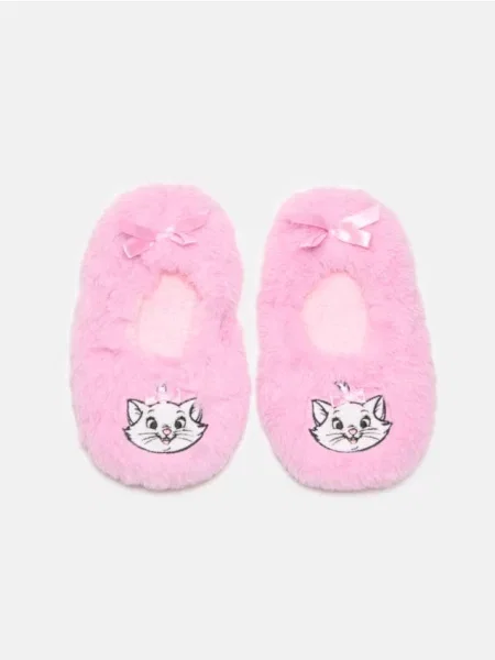 Sinsay Pantofle s kožíškem a výšivkou The Aristocats pastelová růžová