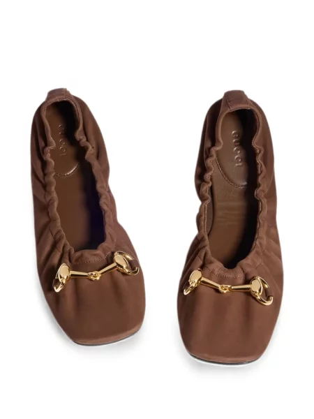 Balerini Gucci din piele maro