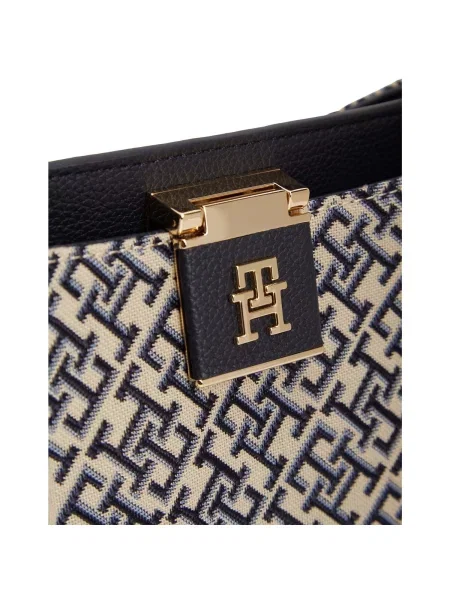 TOMMY HILFIGER Kabelka na rameno béžová / tmavomodrá / svetlomodrá modrá