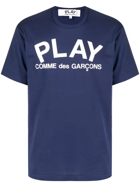 Tricou Comme Des Garcons Play cu imagine scurt albastru