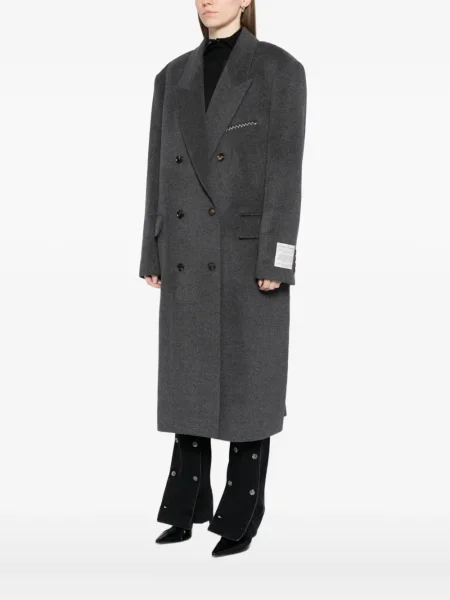 Vlněný dvouřadý kabát Kimhekim šedý