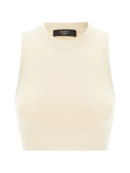Decupat top Weekend Max Mara fără mâneci tricotate